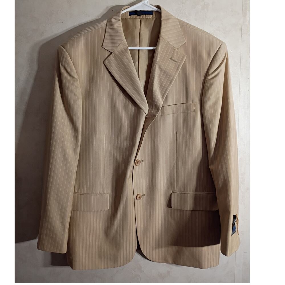 Platini Super 120s Cream Pinstripe Blazer Mens 42 Short Tailored Suit Jacket